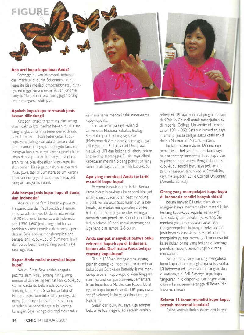 Chic Magazine 14 Februari 2007 -Dr. Djunijanti Peggie, M.Sc. - Pakar Kupu-kupu - halaman 2